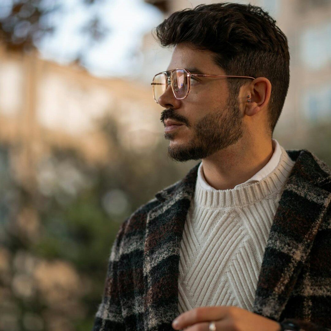 Professional portrait of man with glasses cybersecurity expert with beard