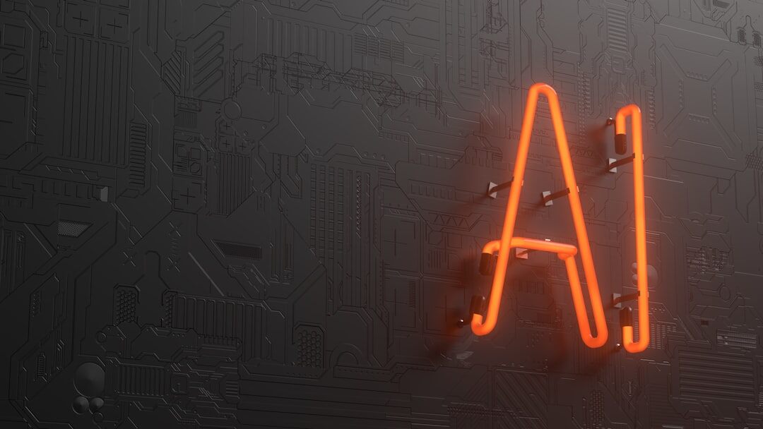 AI machine learning concept with interconnected data nodes and glowing algorithms