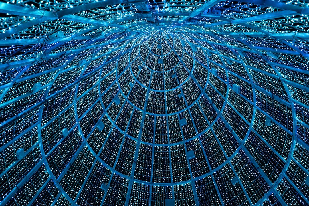 Futuristic AI neural network visualization with glowing blue nodes and connections