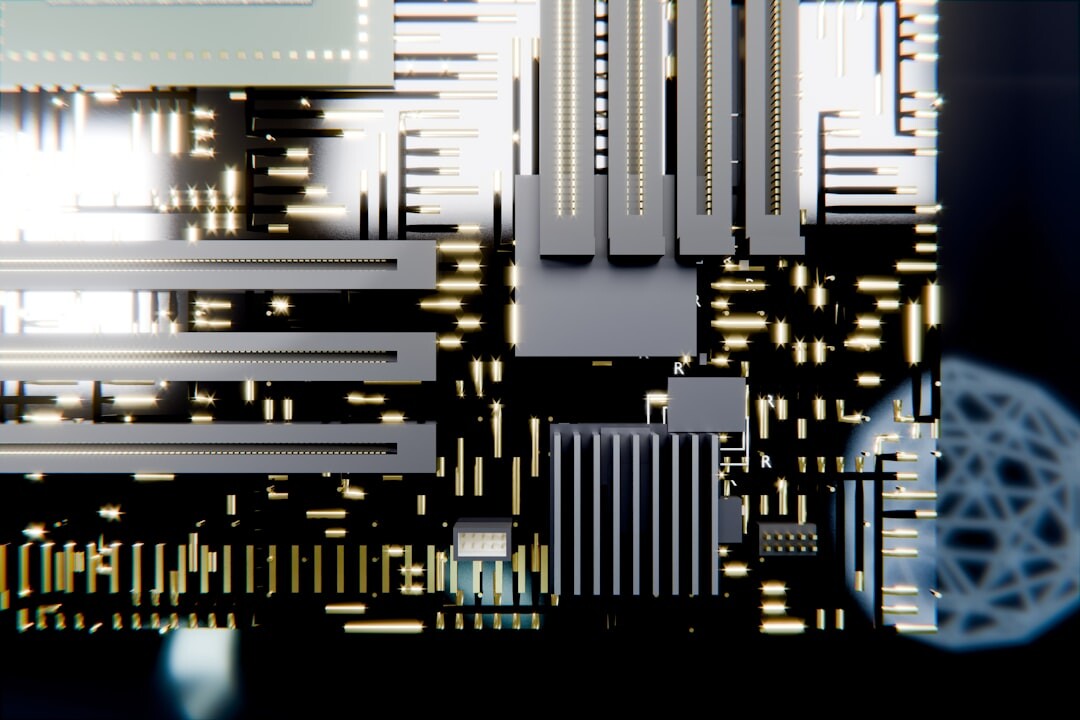 Cybersecurity digital padlock on circuit board with binary code streams